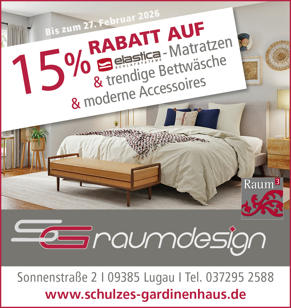 15 % Rabatt auf elastica-Matratzen & trendige Bettwäsche  und Accessoires