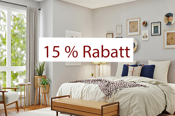 15 % Rabatt auf elastica-Matratzen & trendige Bettwäsche und Accessoires