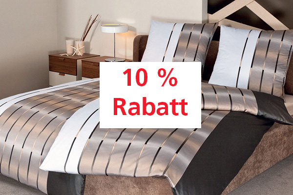 10 % Rabatt. Bettwäsche in elegantem Beige.